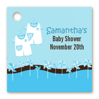 Twin Little Boy Outfits - Personalized Baby Shower Card Stock Favor Tags