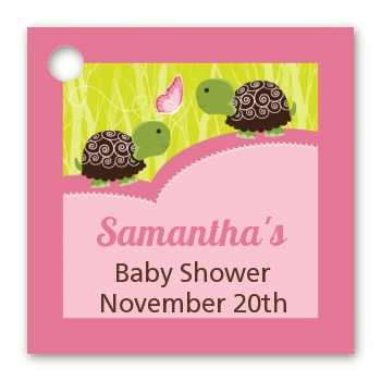 Twin Turtle Girls - Personalized Baby Shower Card Stock Favor Tags