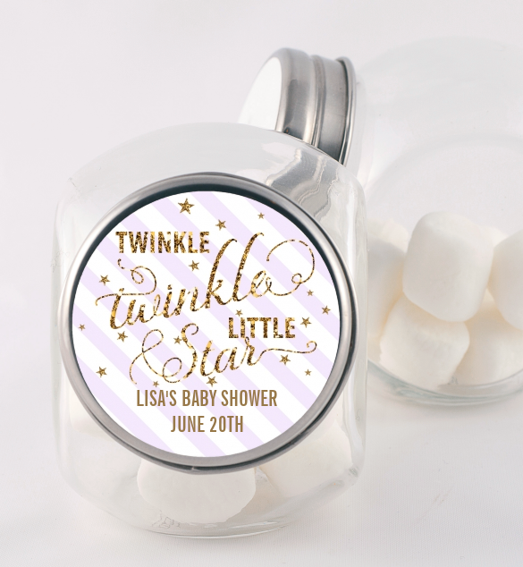  Twinkle Little Star - Personalized Baby Shower Candy Jar Option 1 Yellow