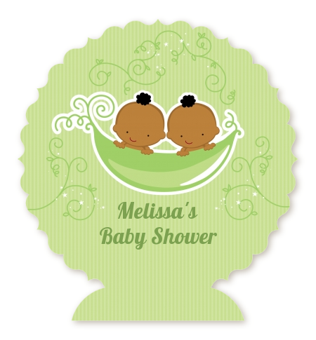  Twins Two Peas in a Pod African American - Personalized Baby Shower Centerpiece Stand One Girl One Boy