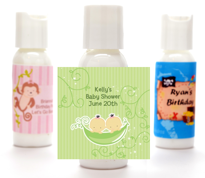  Twins Two Peas in a Pod Asian - Personalized Baby Shower Lotion Favors 1 Boy 1 Girl