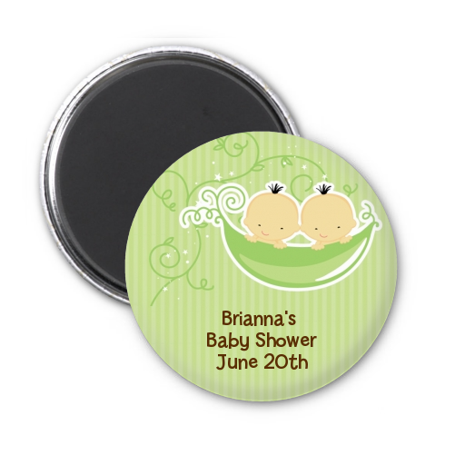  Twins Two Peas in a Pod Asian - Personalized Baby Shower Magnet Favors 1 Boy 1 Girl