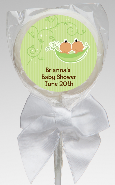  Twins Two Peas in a Pod Hispanic - Personalized Baby Shower Lollipop Favors 1 Boy 1 Girl