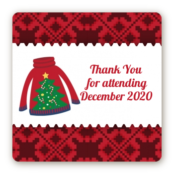 Ugly Sweater - Square Personalized Christmas Sticker Labels