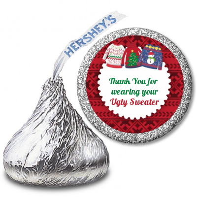 Ugly Sweater - Hershey Kiss Christmas Sticker Labels
