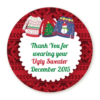  Ugly Sweater - Round Personalized Christmas Sticker Labels 