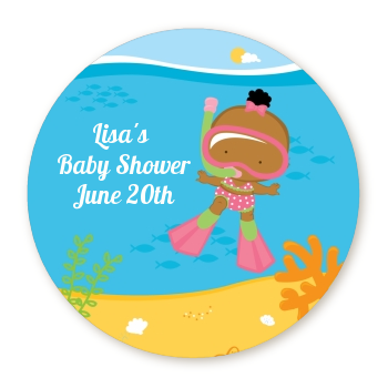  Under the Sea African American Baby Girl Snorkeling - Personalized Baby Shower Table Confetti 