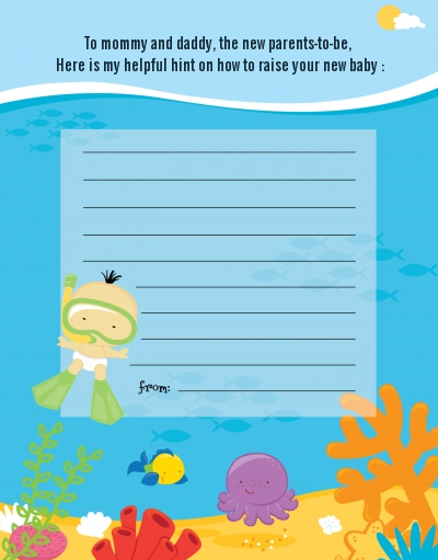 Under the Sea Asian Baby Snorkeling - Baby Shower Notes of Advice