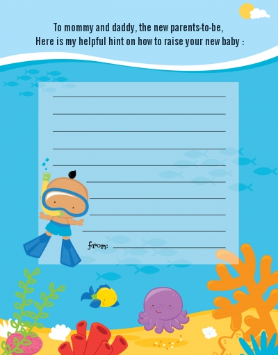 Under the Sea Hispanic Baby Boy Snorkeling - Baby Shower Notes of Advice