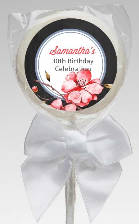  Watercolor Floral - Personalized Birthday Party Lollipop Favors Option 1