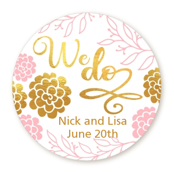 We Do - Round Personalized Bridal Shower Sticker Labels 