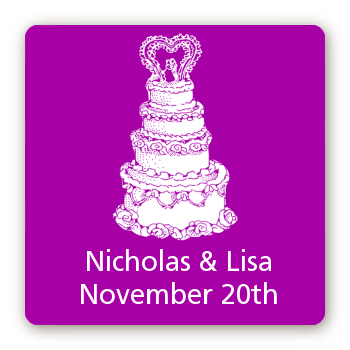 Wedding Cake - Square Personalized Bridal Shower Sticker Labels