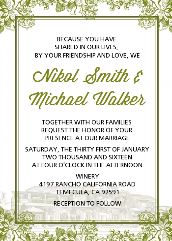 Winery - Bridal Shower Invitations