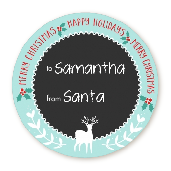  Winter Reindeer - Round Personalized Christmas Sticker Labels 