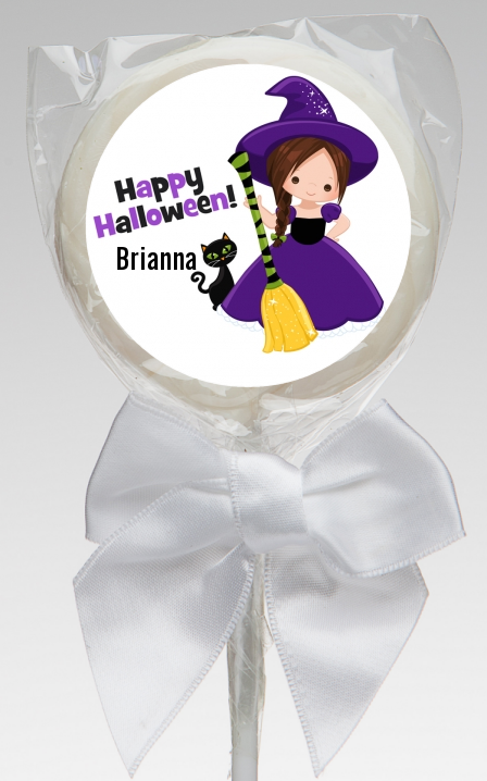  Witch and Broom Stick - Personalized Halloween Lollipop Favors Option 1