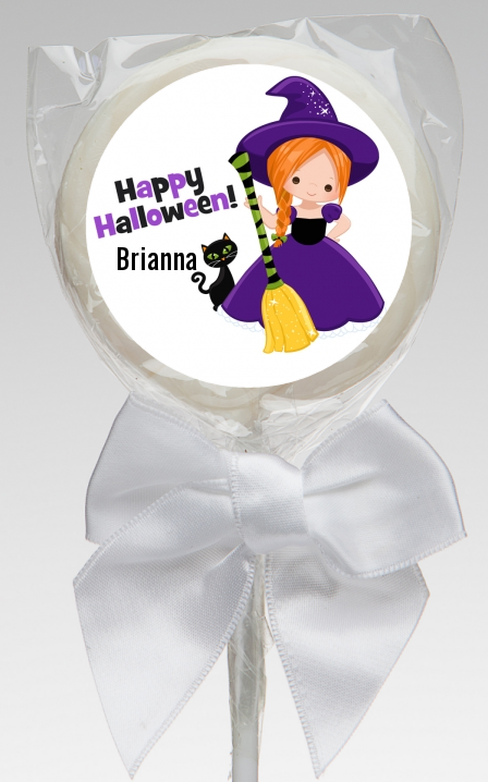  Witch and Broom Stick - Personalized Halloween Lollipop Favors Option 1