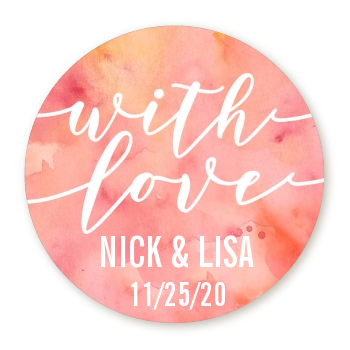  With Love - Round Personalized Bridal Shower Sticker Labels 