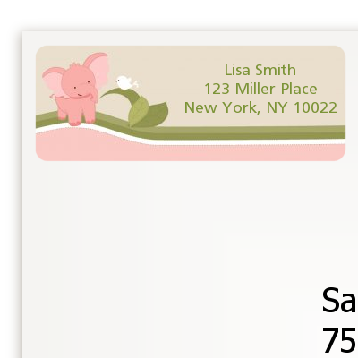 Elephant Baby Pink - Baby Shower Return Address Labels