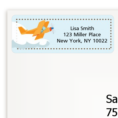Airplane in the Clouds - Birthday Party Return Address Labels