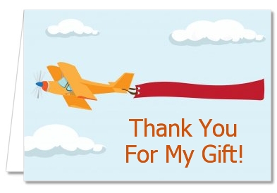 Airplane in the Clouds - Birthday Party Thank You Cards