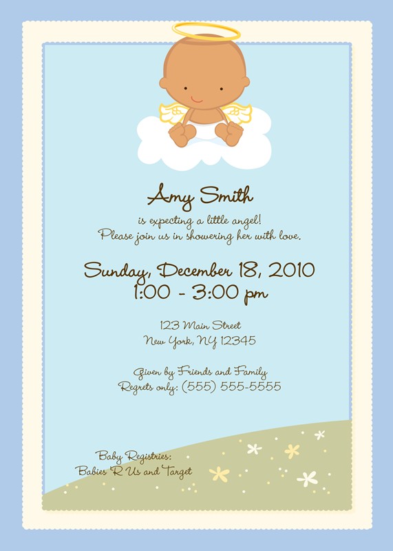  Angel in the Cloud Boy - Baby Shower Invitations 
