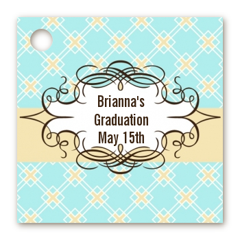 Aqua & Yellow - Personalized Graduation Party Card Stock Favor Tags