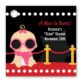  A Star Is Born!® Hollywood - Personalized Baby Shower Card Stock Favor Tags Caucasian Girl