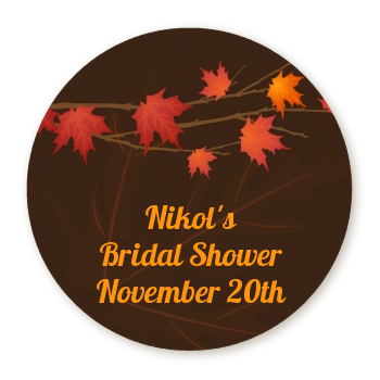  Autumn Leaves - Round Personalized Bridal Shower Sticker Labels 