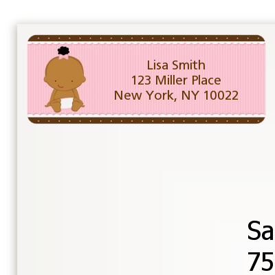Baby Girl African American - Baby Shower Return Address Labels