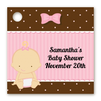 Baby Girl Caucasian - Personalized Baby Shower Card Stock Favor Tags