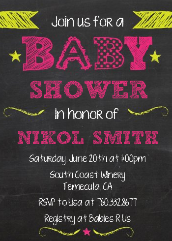 Baby Girl Chalk Inspired - Baby Shower Invitations
