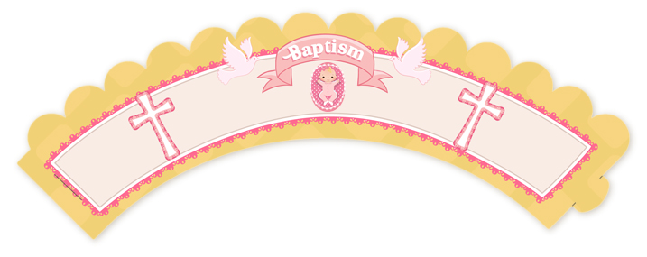  Baby Girl - Baptism / Christening Cupcake Wrappers Option 1