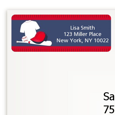 Baseball Jersey Blue and Red - Birthday Party Return Address Labels