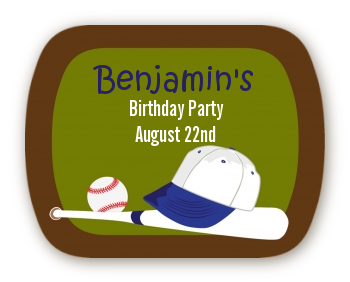 Baseball - Personalized Birthday Party Rounded Corner Stickers