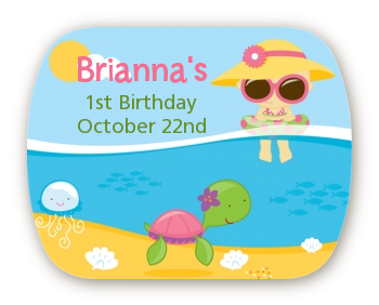 Beach Girl - Personalized Birthday Party Rounded Corner Stickers