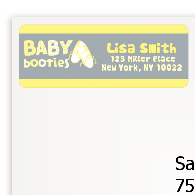 Booties Yellow - Baby Shower Return Address Labels