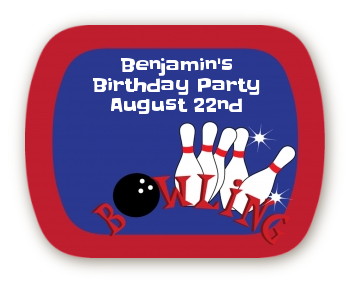 Bowling Boy - Personalized Birthday Party Rounded Corner Stickers
