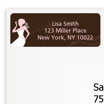 Bridal Silhouette Floral Pink - Bridal Shower Return Address Labels