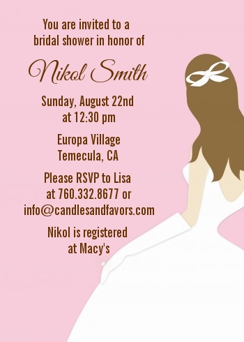 Bridal Silhouette Bridal and Wedding Invitations Brown Hair
