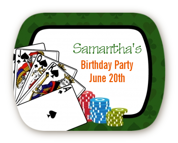 Casino Night Royal Flush - Personalized Birthday Party Rounded Corner Stickers