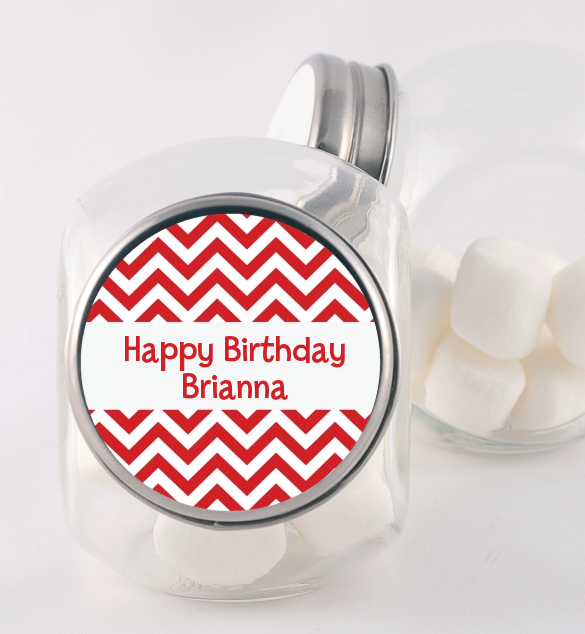 Chevron Red Birthday Party Candy Jars Candles & Favors