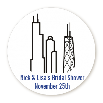  Chicago - Round Personalized Bridal Shower Sticker Labels 
