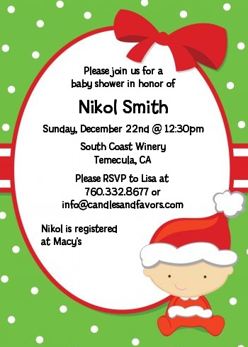 Christmas Baby Caucasian - Baby Shower Invitations