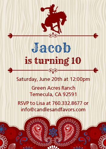 Cowboy Rider - Birthday Party Invitations