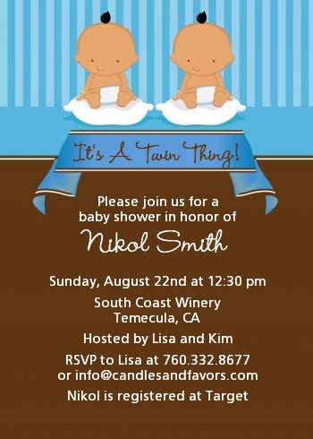 Twin Baby Boys Hispanic - Baby Shower Invitations