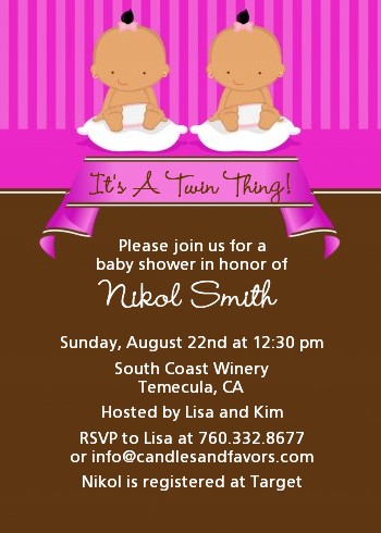 Twin Baby Girls Hispanic - Baby Shower Invitations