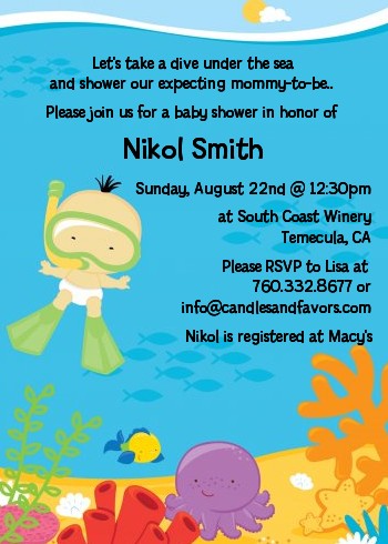 Under the Sea Asian Baby Snorkeling - Baby Shower Invitations