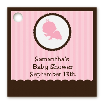 Crawling Baby Girl - Personalized Baby Shower Card Stock Favor Tags