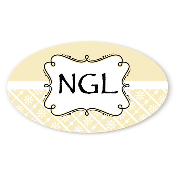 Modern Thatch Cream - Personalized Everyday Party Oval Sticker/Labels