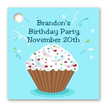Cupcake Boy - Personalized Birthday Party Card Stock Favor Tags